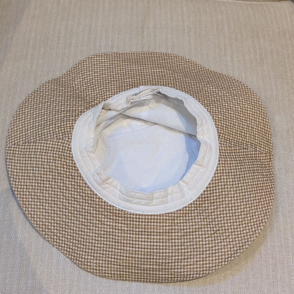 Stylish Madewell Tan Mini Gingham Packable Sun Hat - Picture 4 of 7